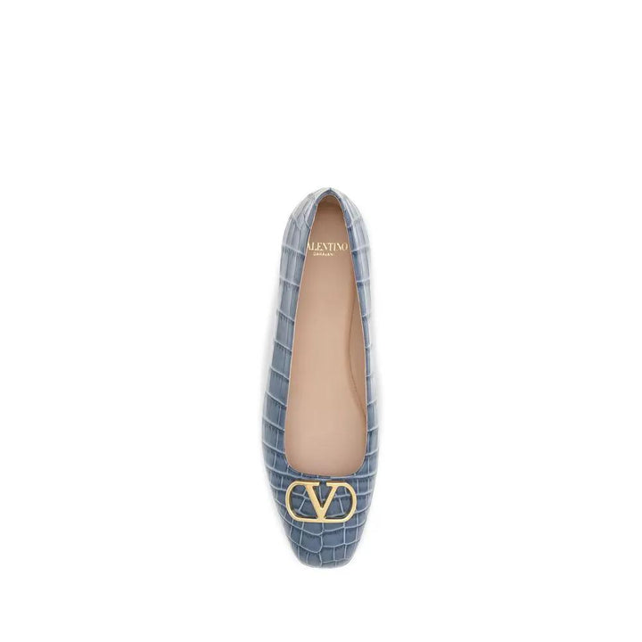 Valentino Garavani Sample Sale | Valentino Garavani Blue Calf Leather Bos Taurus Ballet Flats - | Designer outlet