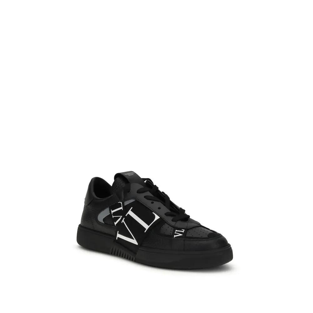 Valentino Garavani Sample Sale | Valentino Garavani Black Calf Leather Bos Taurus Athletic Sneakers - | Designer outlet