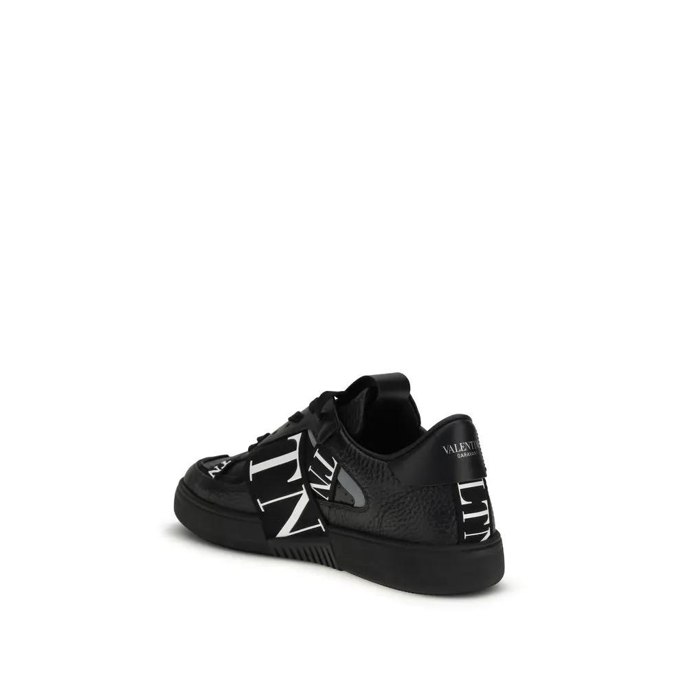 Valentino Garavani Sample Sale | Valentino Garavani Black Calf Leather Bos Taurus Athletic Sneakers - | Designer outlet