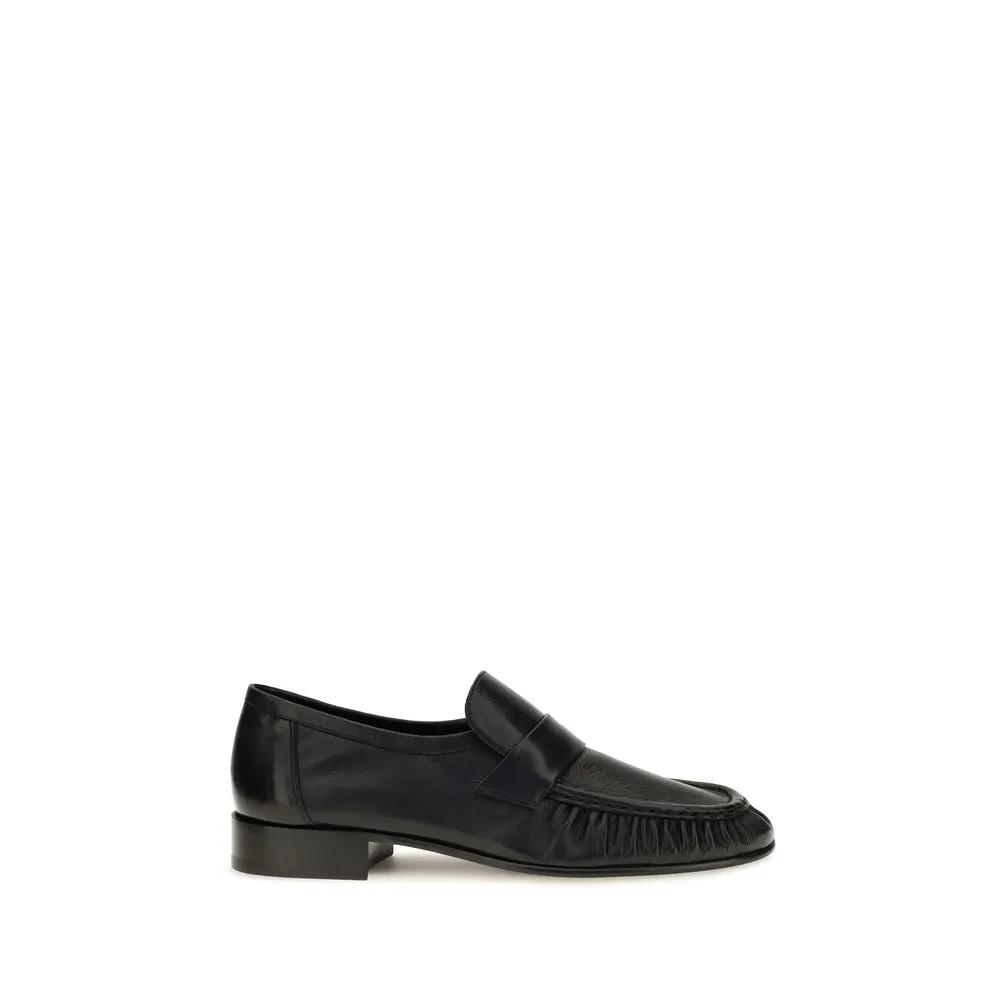 The Row Sample Sale | The Row Black Calf Leather Bos Taurus Slip-On Loafers - | Designer outlet