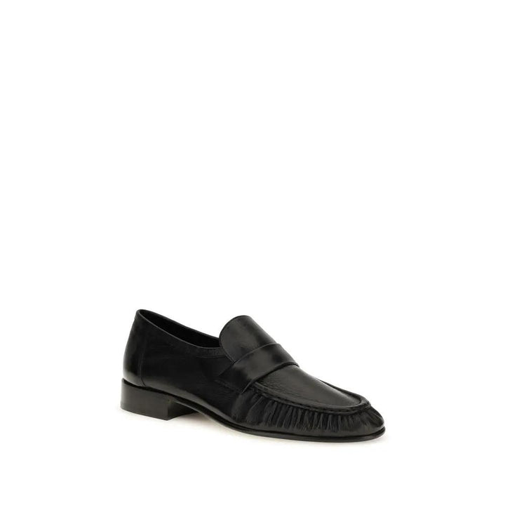 The Row Sample Sale | The Row Black Calf Leather Bos Taurus Slip-On Loafers - | Designer outlet