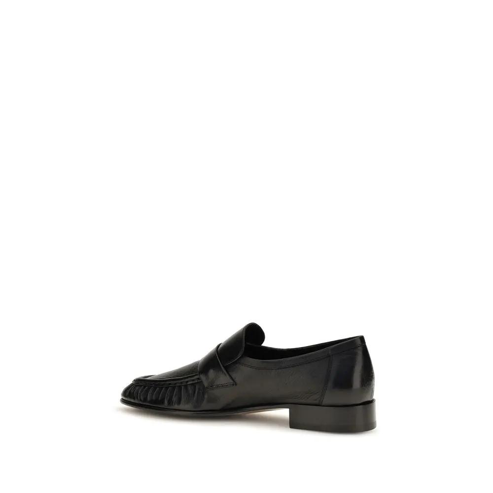 The Row Sample Sale | The Row Black Calf Leather Bos Taurus Slip-On Loafers - | Designer outlet