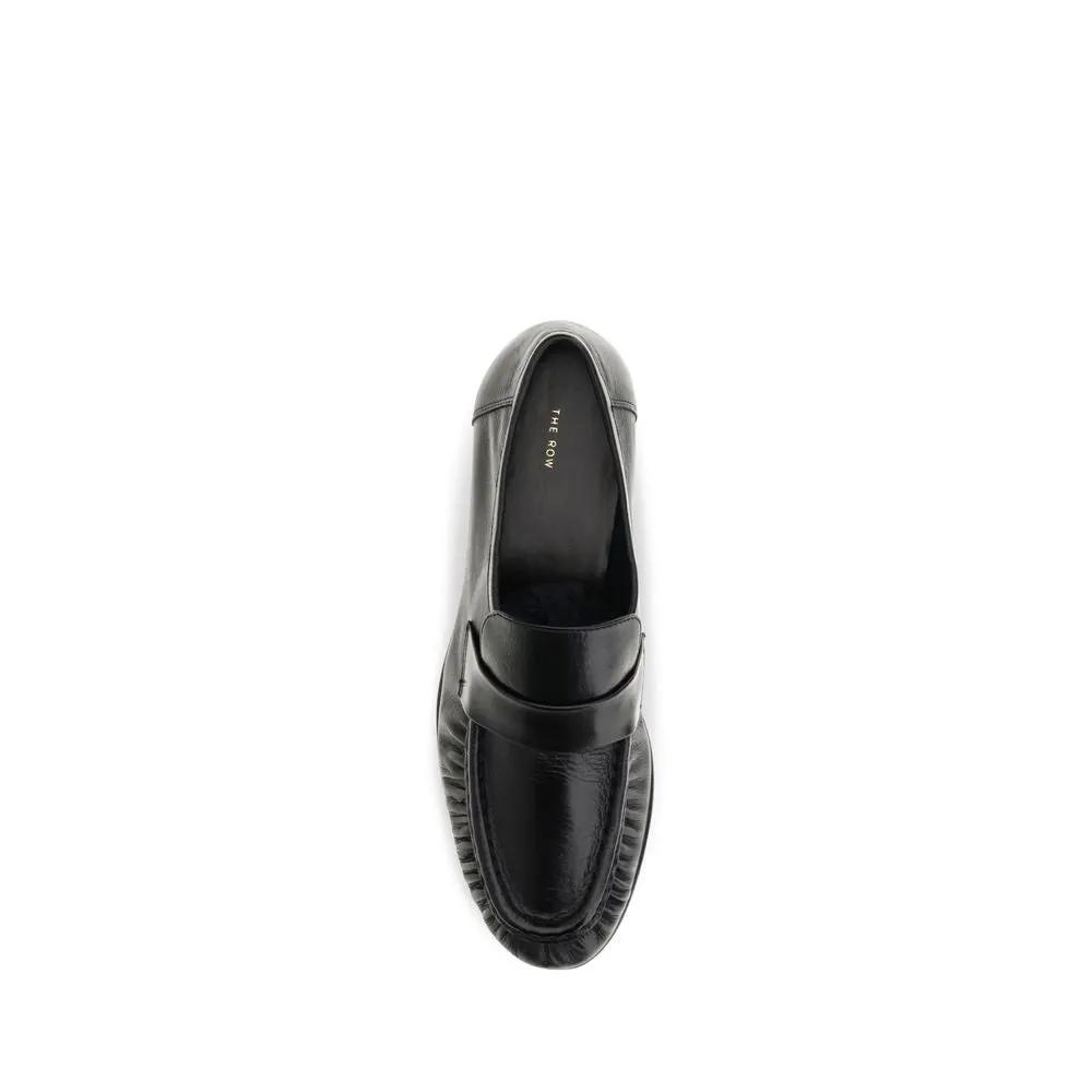 The Row Sample Sale | The Row Black Calf Leather Bos Taurus Slip-On Loafers - | Designer outlet