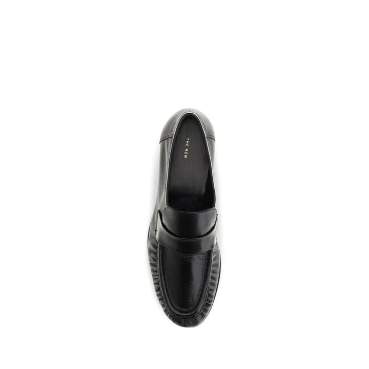 The Row Sample Sale | The Row Black Calf Leather Bos Taurus Slip-On Loafers - | Designer outlet