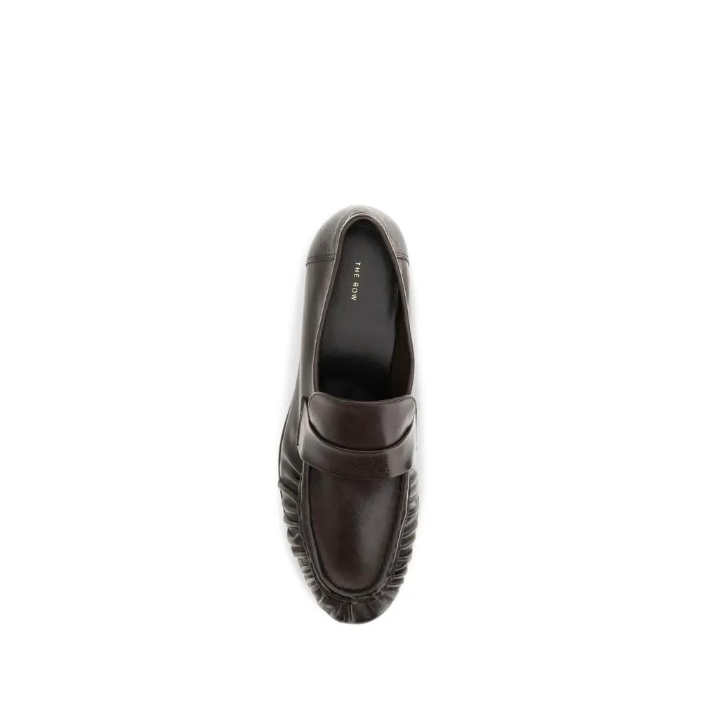 The Row Sample Sale | The Row Brown Calf Leather Bos Taurus Slip-On Loafers - | Designer outlet