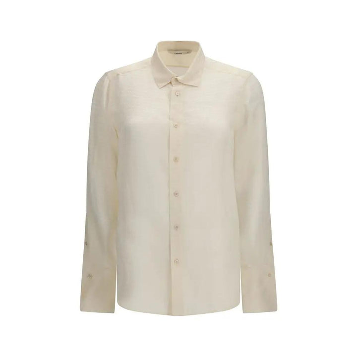 Fendi Sample Sale | Fendi Beige Silk Pattern Shirt - | Designer outlet