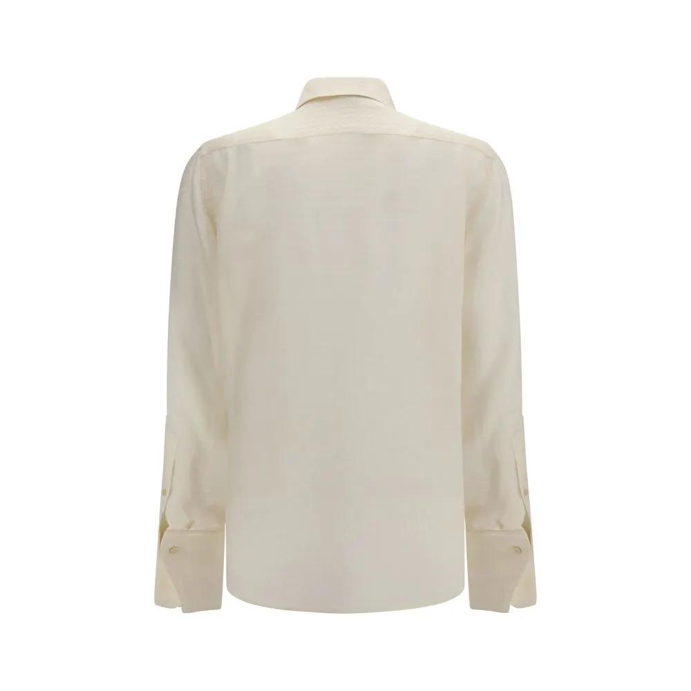 Fendi Sample Sale | Fendi Beige Silk Pattern Shirt - | Designer outlet
