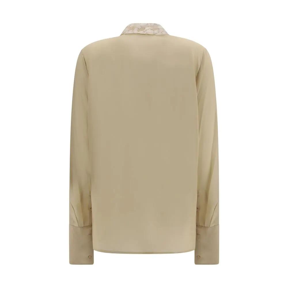 Fendi Sample Sale | Fendi Beige Silk Dress Shirt - | Designer outlet