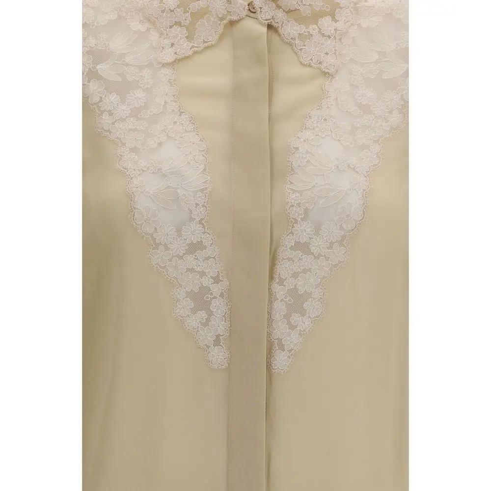 Fendi Sample Sale | Fendi Beige Silk Dress Shirt - | Designer outlet