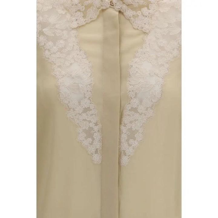 Fendi Sample Sale | Fendi Beige Silk Dress Shirt - | Designer outlet