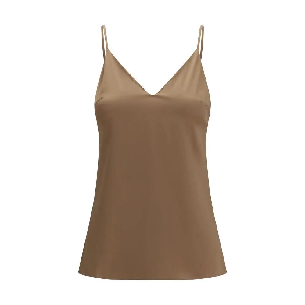 Brunello Cucinelli Sample Sale | Brunello Cucinelli Brown Silk Sleeveles T-Shirt - | Designer outlet