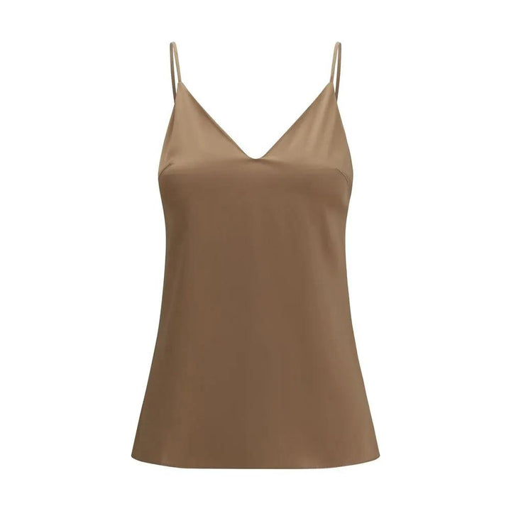 Brunello Cucinelli Sample Sale | Brunello Cucinelli Brown Silk Sleeveles T-Shirt - | Designer outlet