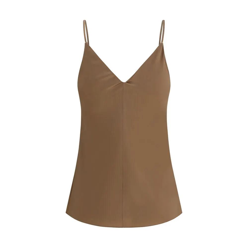 Brunello Cucinelli Sample Sale | Brunello Cucinelli Brown Silk Sleeveles T-Shirt - | Designer outlet