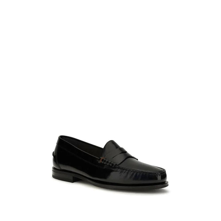 Santoni Sample Sale | Santoni Black Calf Leather Bos Taurus Slip-On Loafers - | Designer outlet