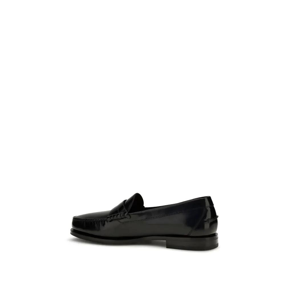 Santoni Sample Sale | Santoni Black Calf Leather Bos Taurus Slip-On Loafers - | Designer outlet