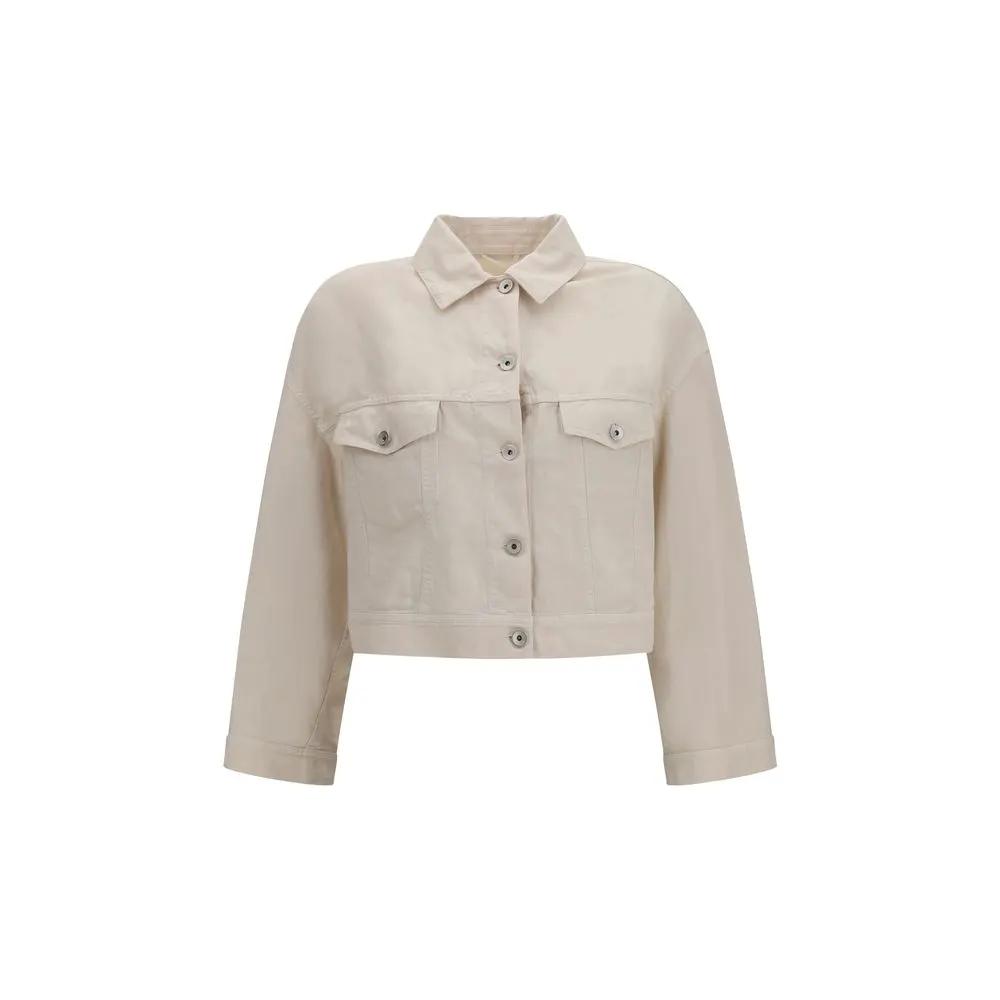Brunello Cucinelli Sample Sale | Brunello Cucinelli White Cotton Denim Jacket - | Designer outlet
