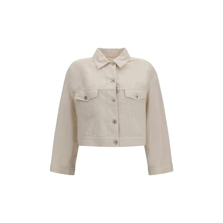 Brunello Cucinelli Sample Sale | Brunello Cucinelli White Cotton Denim Jacket - | Designer outlet