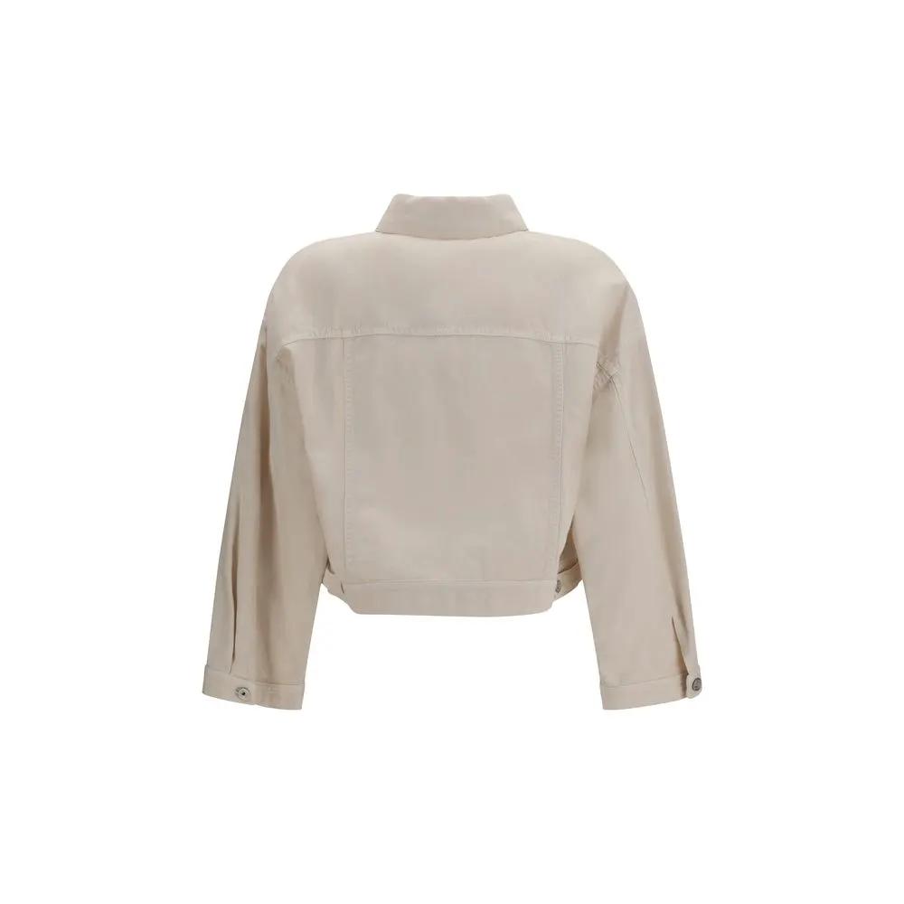 Brunello Cucinelli Sample Sale | Brunello Cucinelli White Cotton Denim Jacket - | Designer outlet