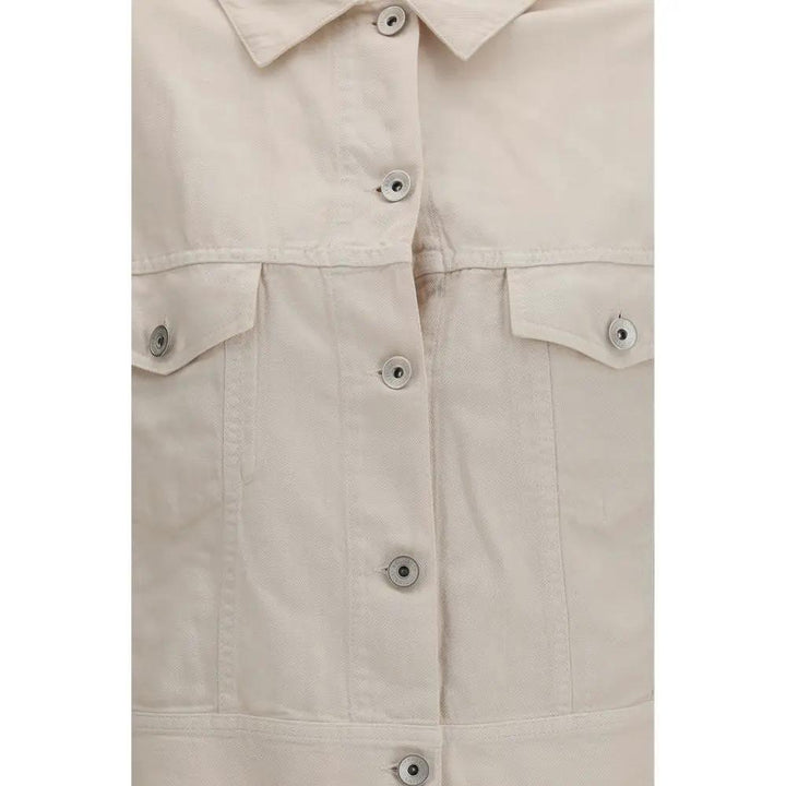 Brunello Cucinelli Sample Sale | Brunello Cucinelli White Cotton Denim Jacket - | Designer outlet