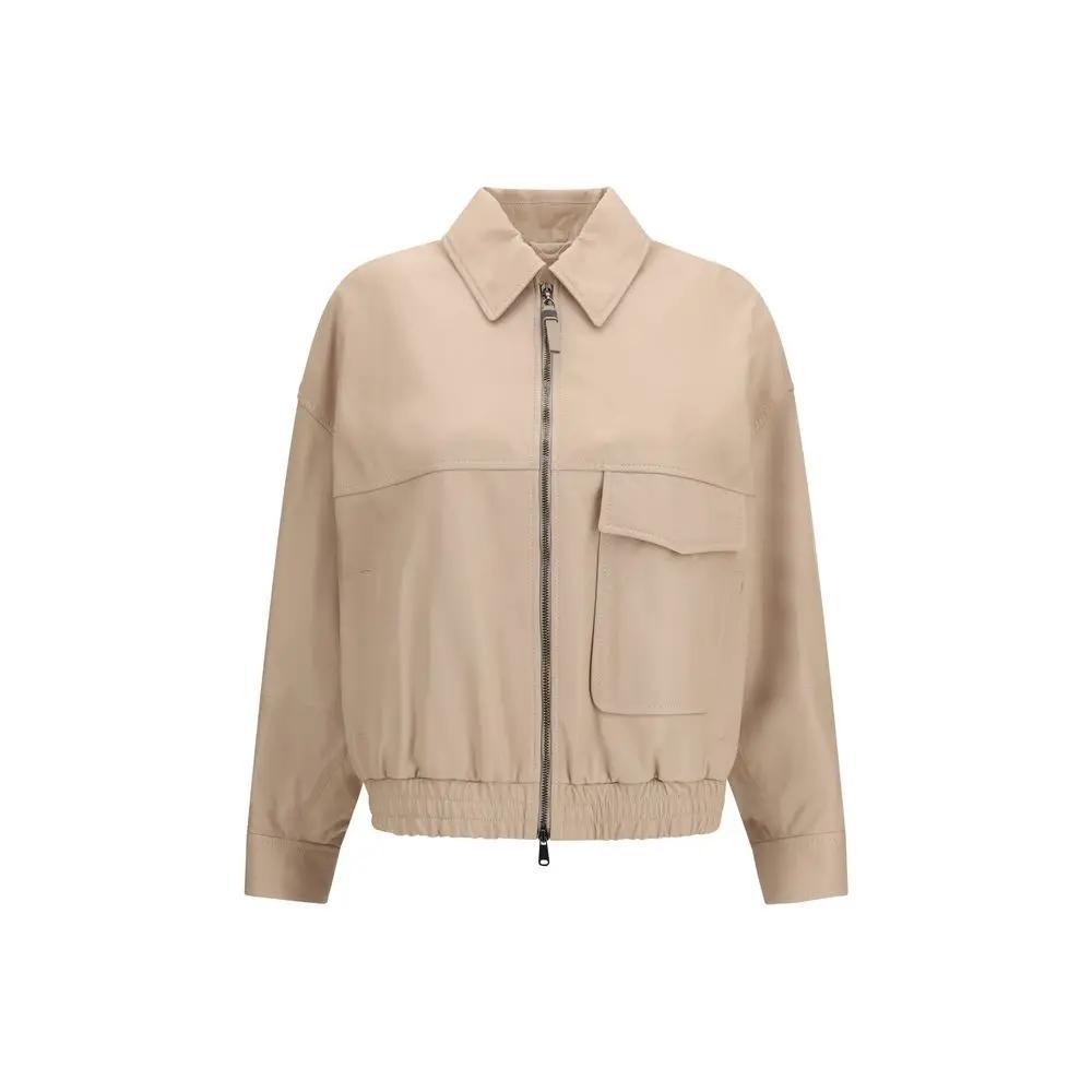 Brunello Cucinelli Sample Sale | Brunello Cucinelli Beige Leather Leather Jacket - | Designer outlet
