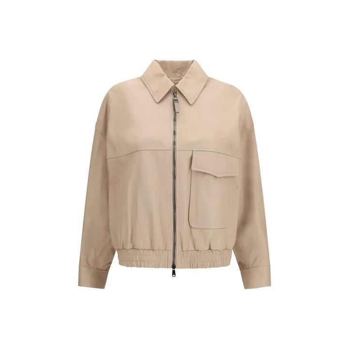 Brunello Cucinelli Sample Sale | Brunello Cucinelli Beige Leather Leather Jacket - | Designer outlet
