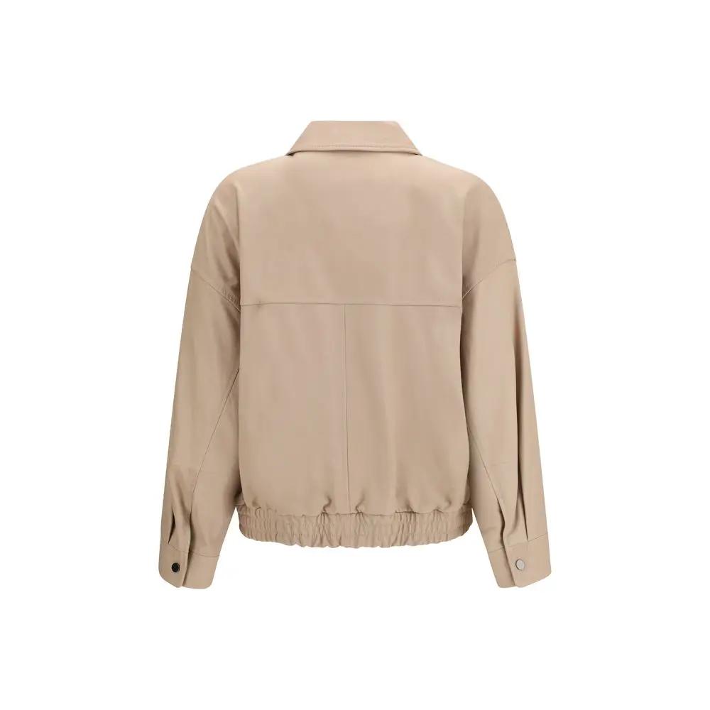 Brunello Cucinelli Sample Sale | Brunello Cucinelli Beige Leather Leather Jacket - | Designer outlet