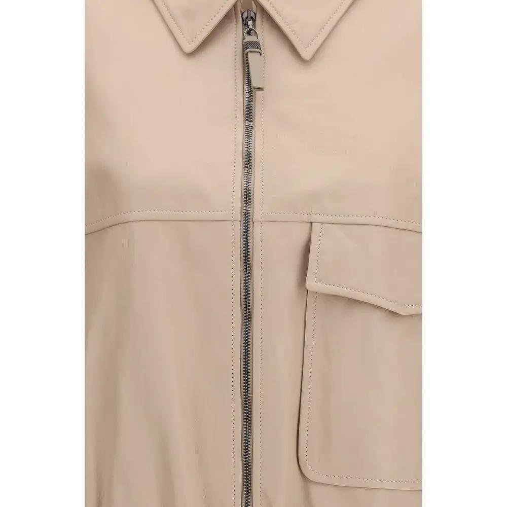 Brunello Cucinelli Sample Sale | Brunello Cucinelli Beige Leather Leather Jacket - | Designer outlet