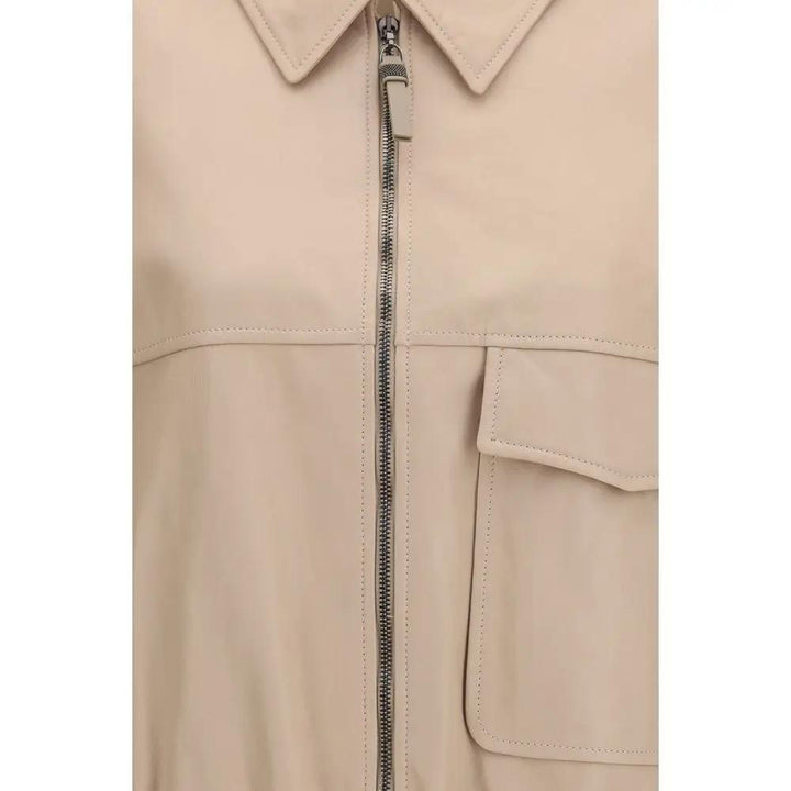 Brunello Cucinelli Sample Sale | Brunello Cucinelli Beige Leather Leather Jacket - | Designer outlet