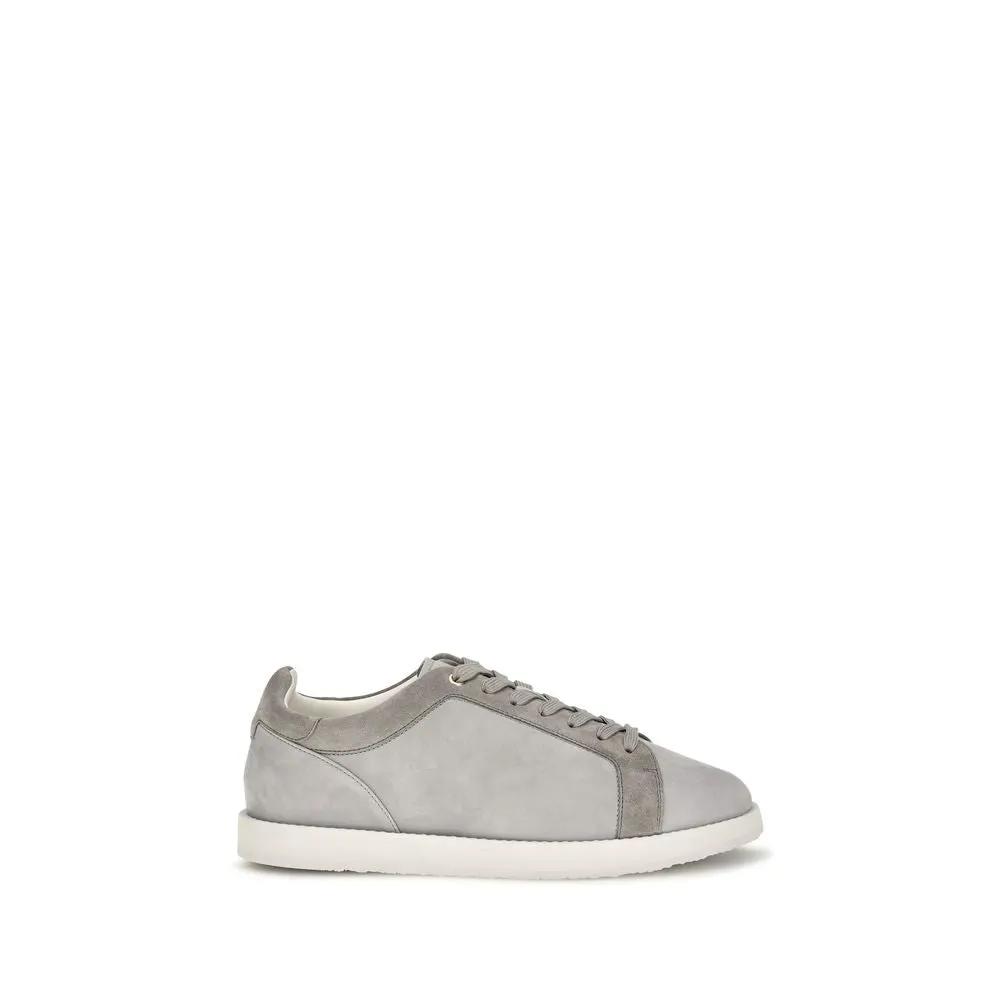 Brunello Cucinelli Sample Sale | Brunello Cucinelli Gray Suede Leather Low Top Sneakers - | Designer outlet