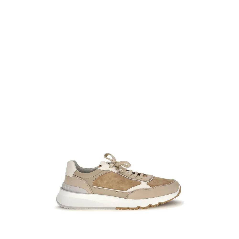 Brunello Cucinelli Sample Sale | Brunello Cucinelli Beige Calf Leather Bos Taurus Low Top Sneakers - | Designer outlet