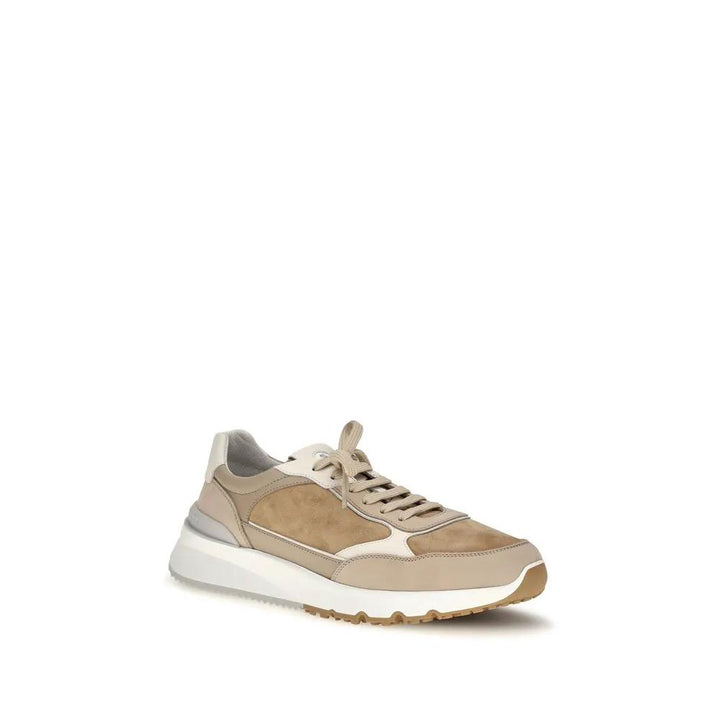 Brunello Cucinelli Sample Sale | Brunello Cucinelli Beige Calf Leather Bos Taurus Low Top Sneakers - | Designer outlet
