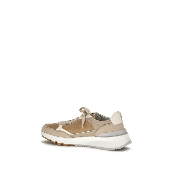 Brunello Cucinelli Sample Sale | Brunello Cucinelli Beige Calf Leather Bos Taurus Low Top Sneakers - | Designer outlet