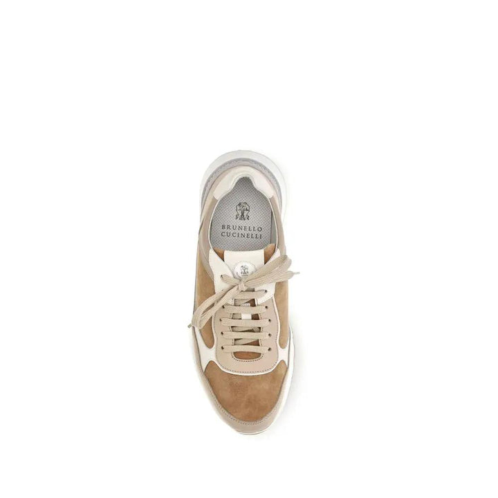 Brunello Cucinelli Sample Sale | Brunello Cucinelli Beige Calf Leather Bos Taurus Low Top Sneakers - | Designer outlet