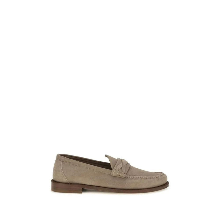 Brunello Cucinelli Sample Sale | Brunello Cucinelli Beige Suede Leather Slip-On Loafers - | Designer outlet