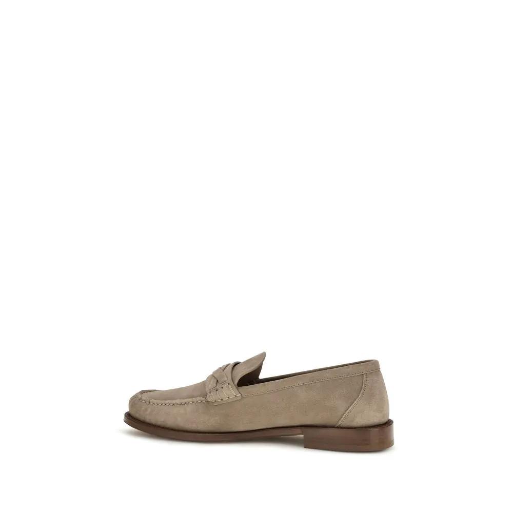 Brunello Cucinelli Sample Sale | Brunello Cucinelli Beige Suede Leather Slip-On Loafers - | Designer outlet