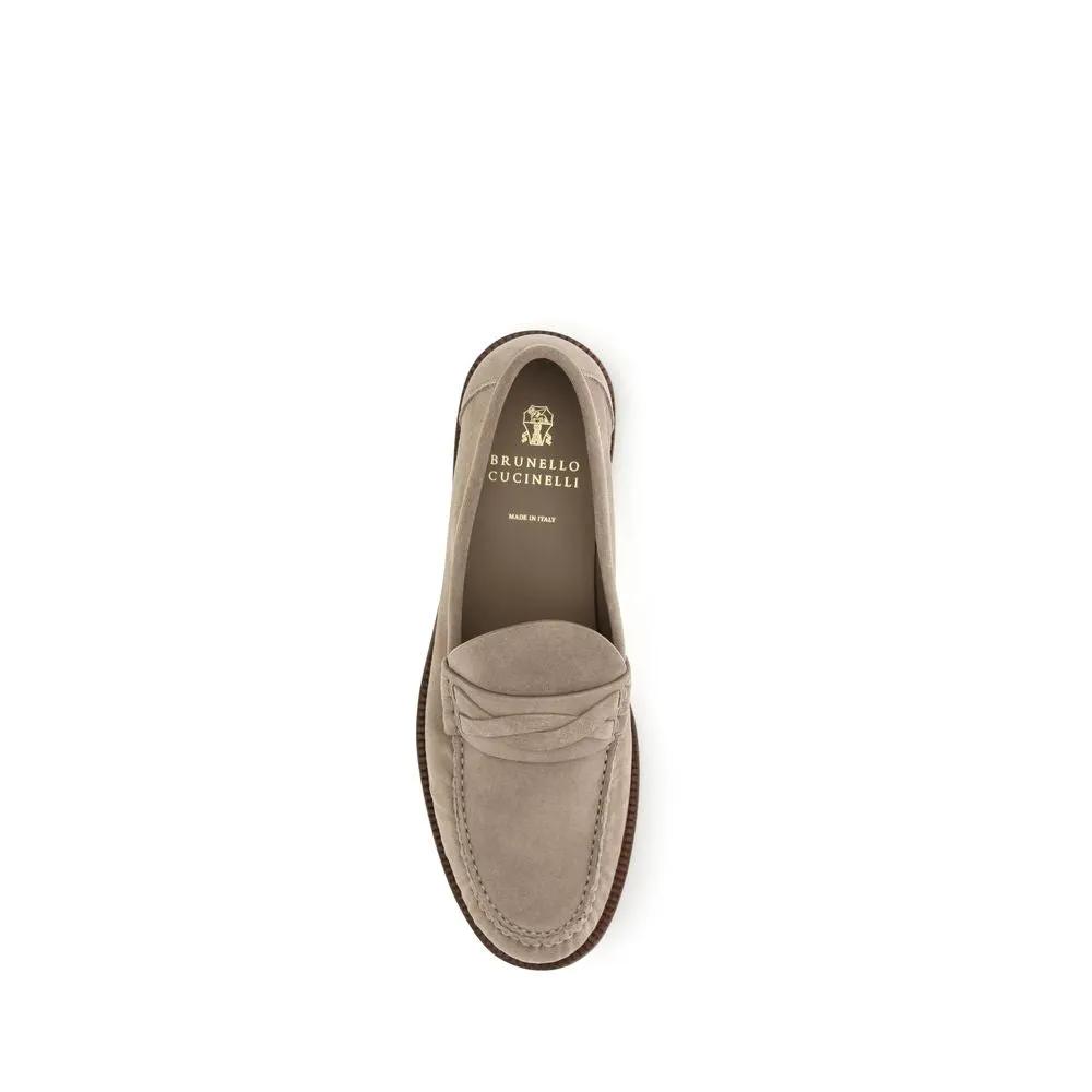 Brunello Cucinelli Sample Sale | Brunello Cucinelli Beige Suede Leather Slip-On Loafers - | Designer outlet