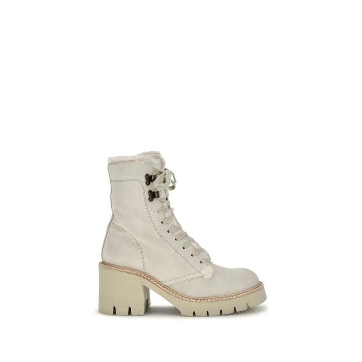 Pedro García Sample Sale | Pedro García Beige Calf Leather Bos Taurus Lace-Up Boots - | Designer outlet