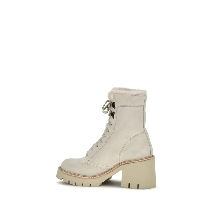 Pedro García Sample Sale | Pedro García Beige Calf Leather Bos Taurus Lace-Up Boots - | Designer outlet