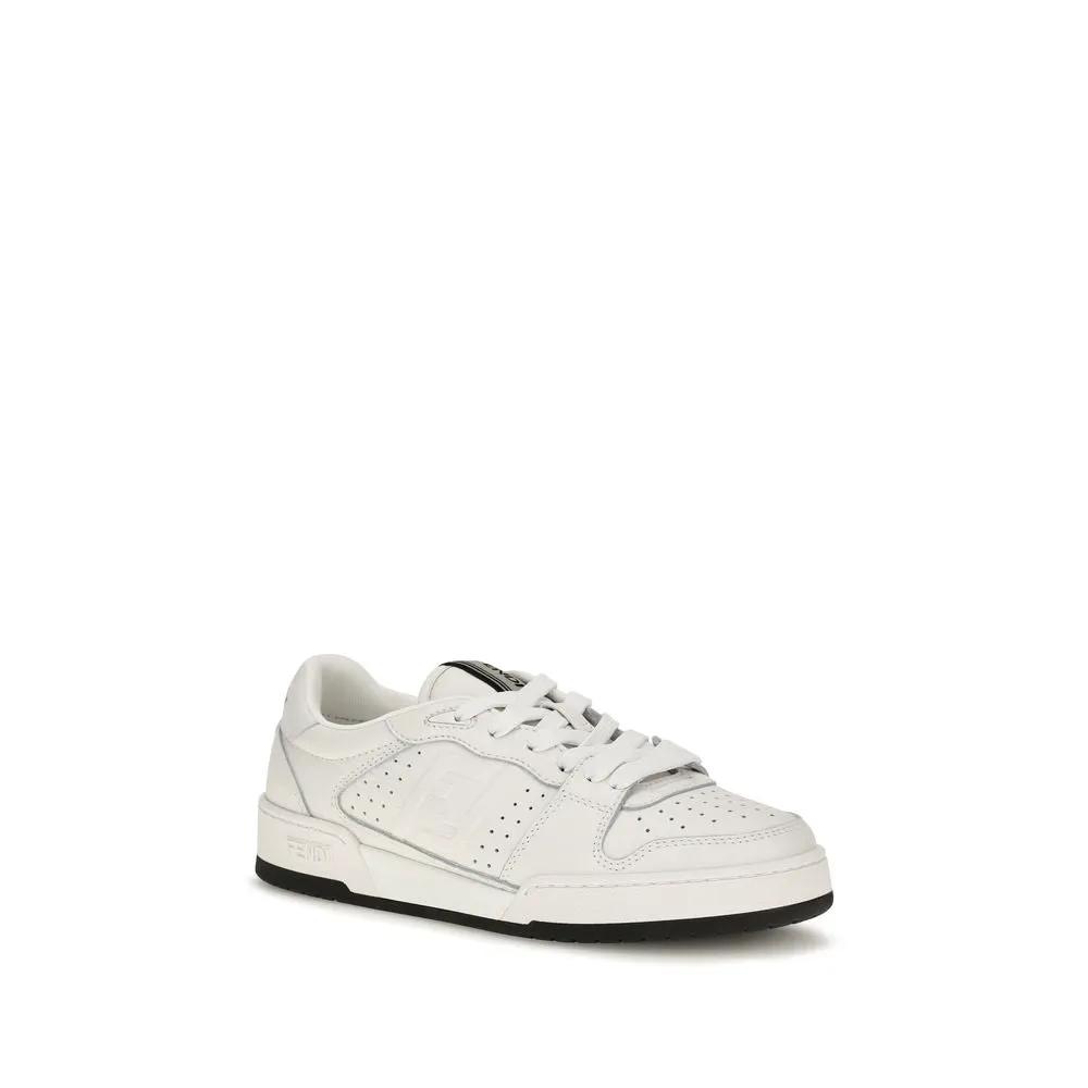 Fendi Sample Sale | Fendi White Calf Leather Bos Taurus Athletic Sneakers - | Designer outlet