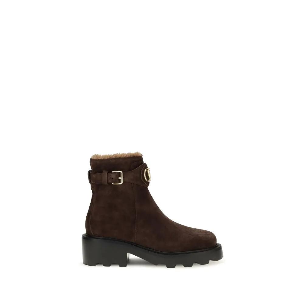 Valentino Garavani Sample Sale | Valentino Garavani Brown Calf Leather Bos Taurus Ankle Boots - | Designer outlet