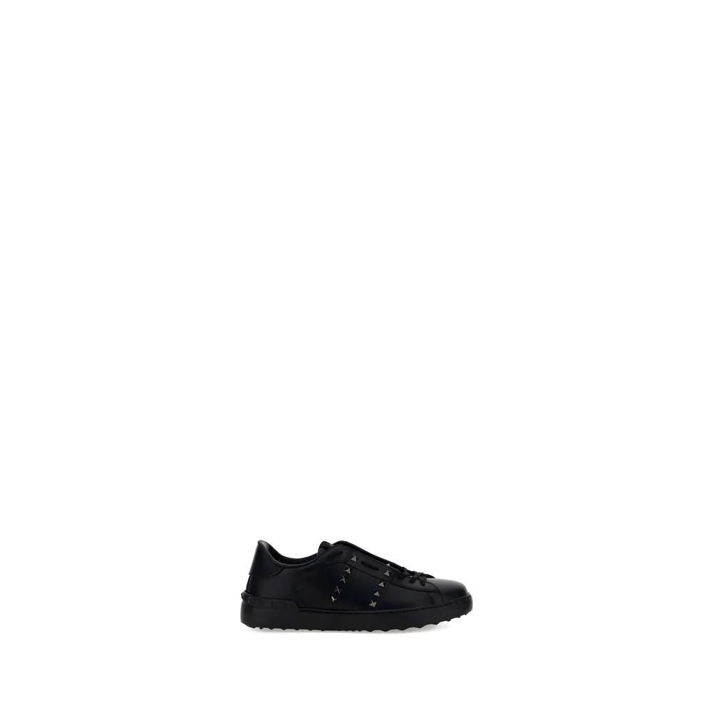 Valentino Garavani Sample Sale | Valentino Garavani Black Calf Leather Bos Taurus Athletic Sneakers - | Designer outlet