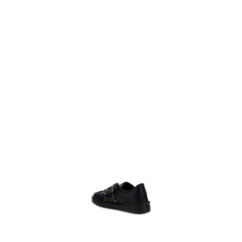 Valentino Garavani Sample Sale | Valentino Garavani Black Calf Leather Bos Taurus Athletic Sneakers - | Designer outlet