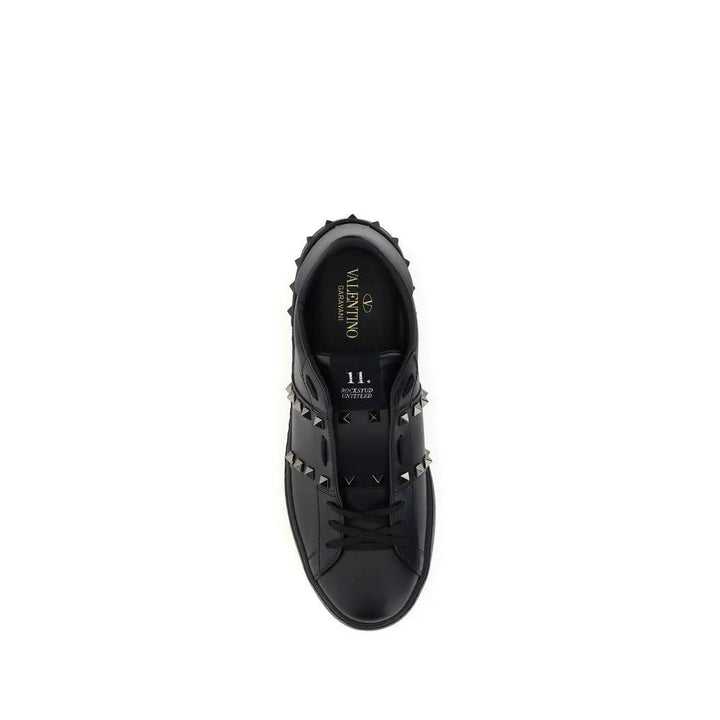 Valentino Garavani Sample Sale | Valentino Garavani Black Calf Leather Bos Taurus Athletic Sneakers - | Designer outlet