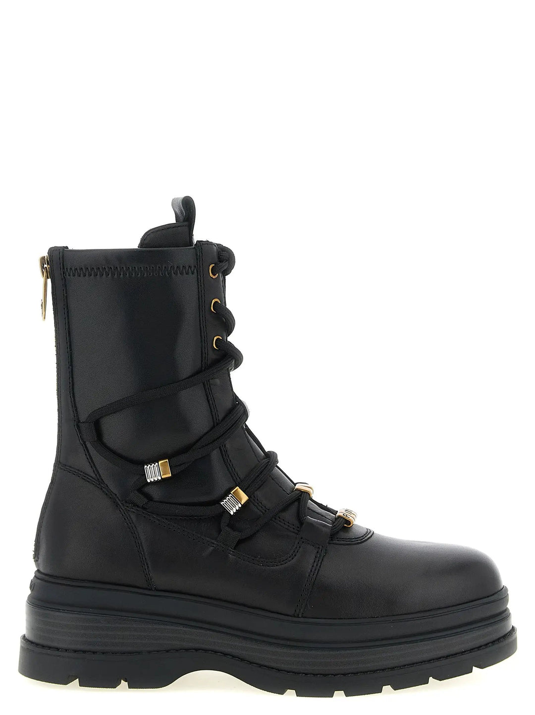 PINKO Sample Sale | PINKO Black Cowhide Lace-Up Boots - | Designer outlet