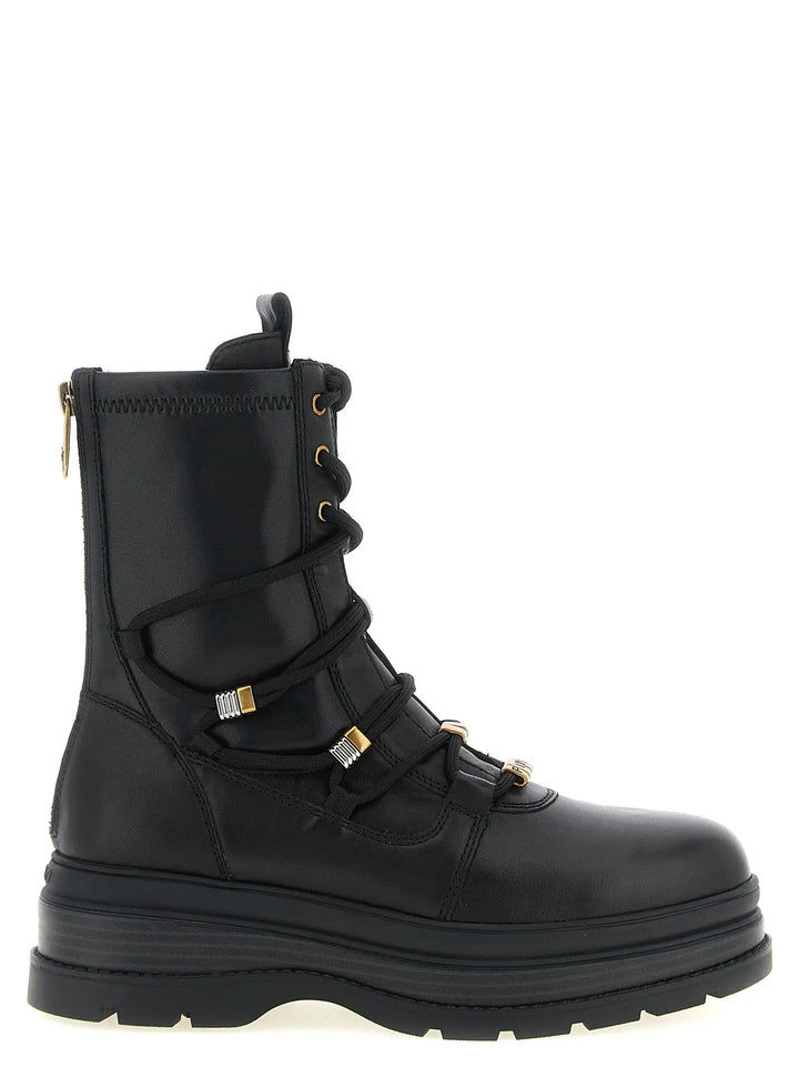 PINKO Sample Sale | PINKO Black Cowhide Lace-Up Boots - | Designer outlet