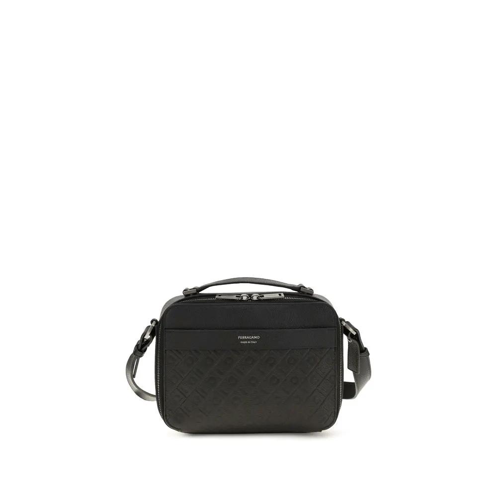 Ferragamo Sample Sale | Ferragamo Black Calf Leather Bos Taurus Shoulder Bag - | Designer outlet