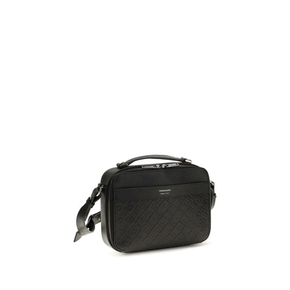 Ferragamo Sample Sale | Ferragamo Black Calf Leather Bos Taurus Shoulder Bag - | Designer outlet