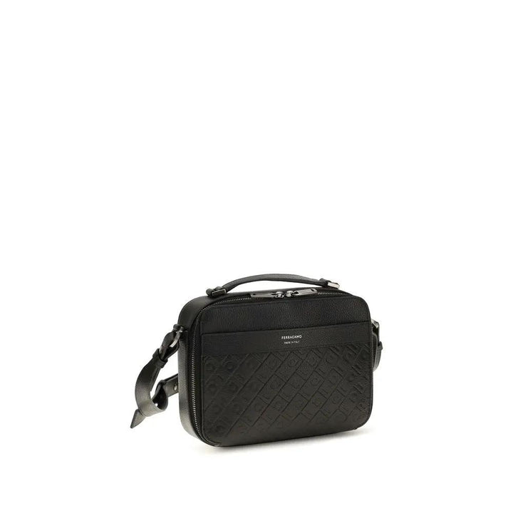 Ferragamo Sample Sale | Ferragamo Black Calf Leather Bos Taurus Shoulder Bag - | Designer outlet