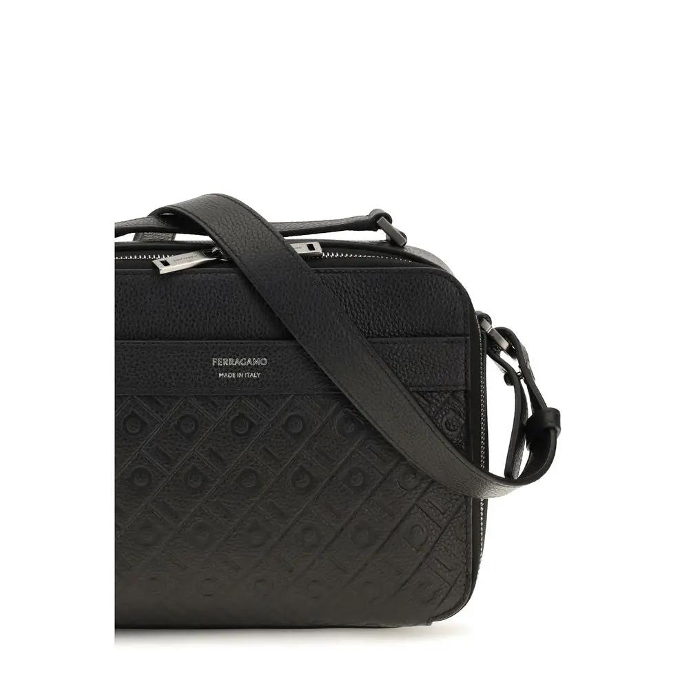 Ferragamo Sample Sale | Ferragamo Black Calf Leather Bos Taurus Shoulder Bag - | Designer outlet