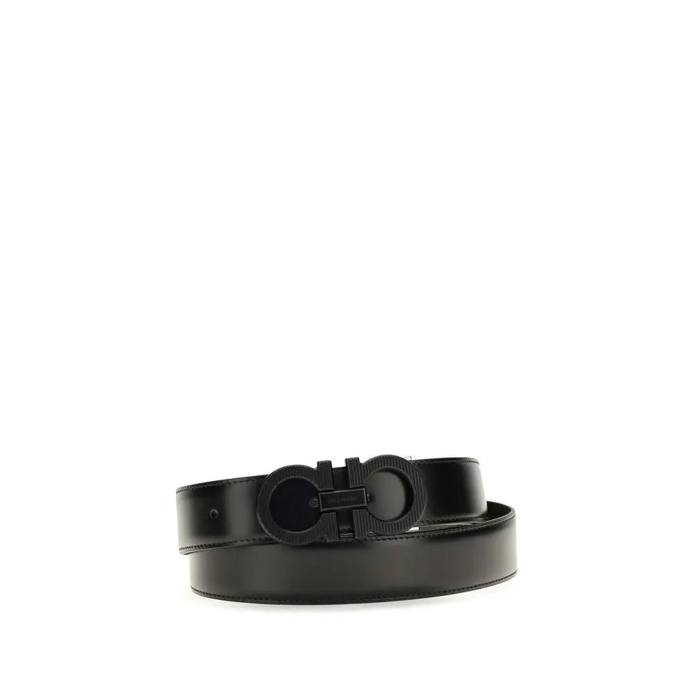 Ferragamo Sample Sale | Ferragamo Black Calf Leather Bos Taurus Regular Belt - | Designer outlet